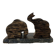 Vintage palm wood elephant salt and pepper shakers.