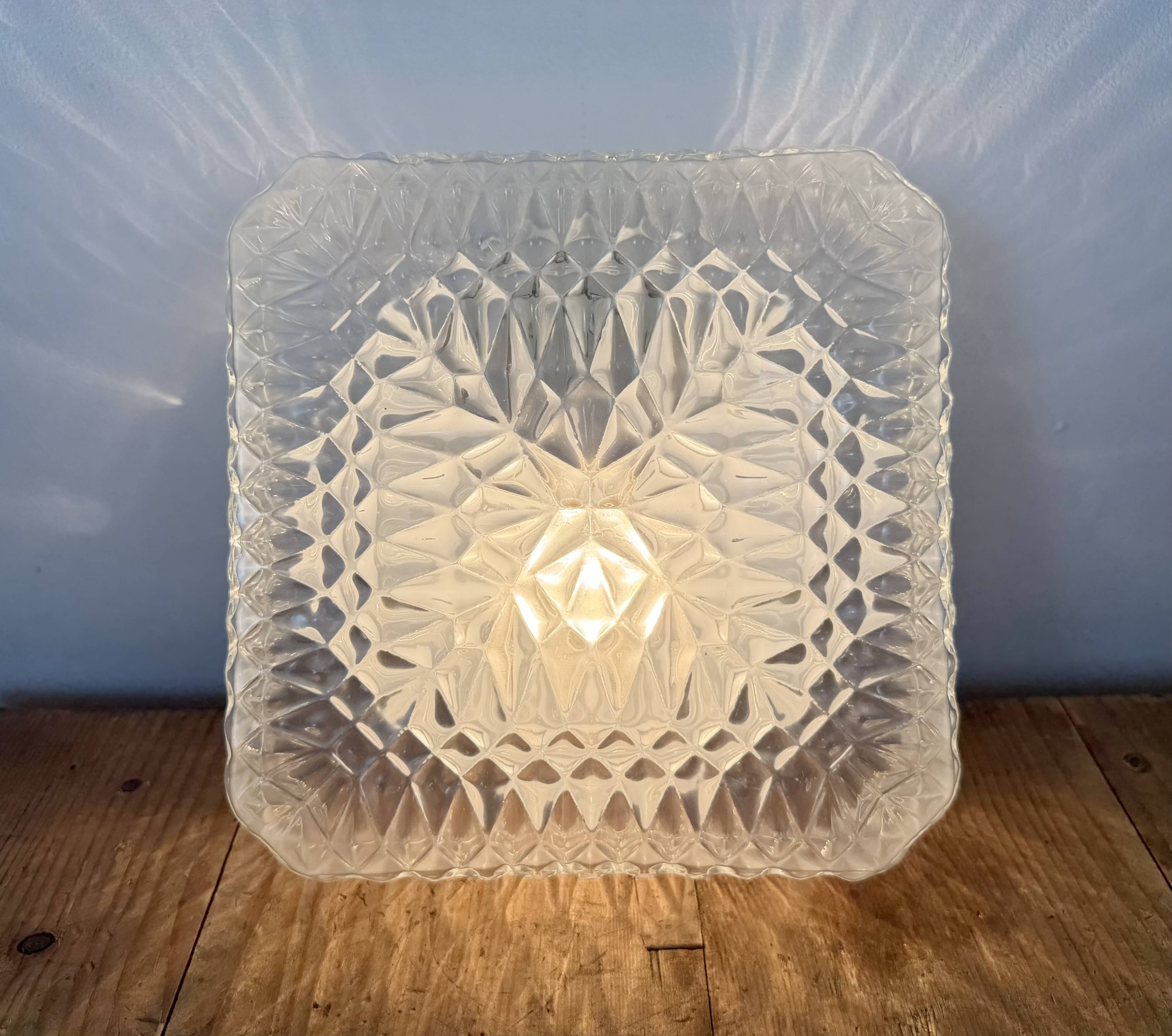 Vintage Glass Wall or Ceiling Light, 1970s