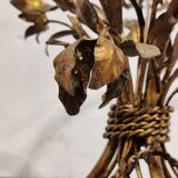 Vintage gilt metal flower side table, italy 1960