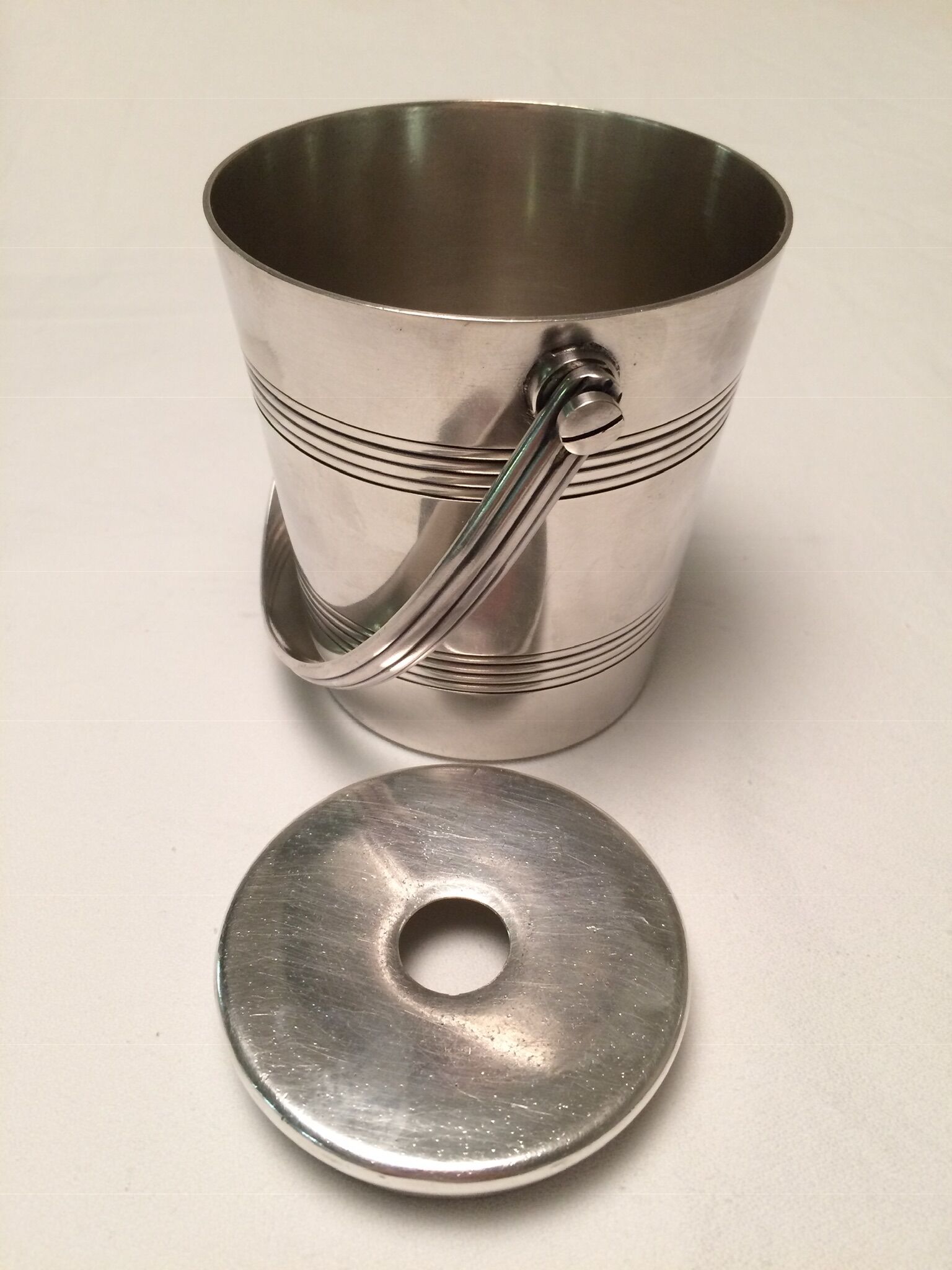 Silver metal ice bucket