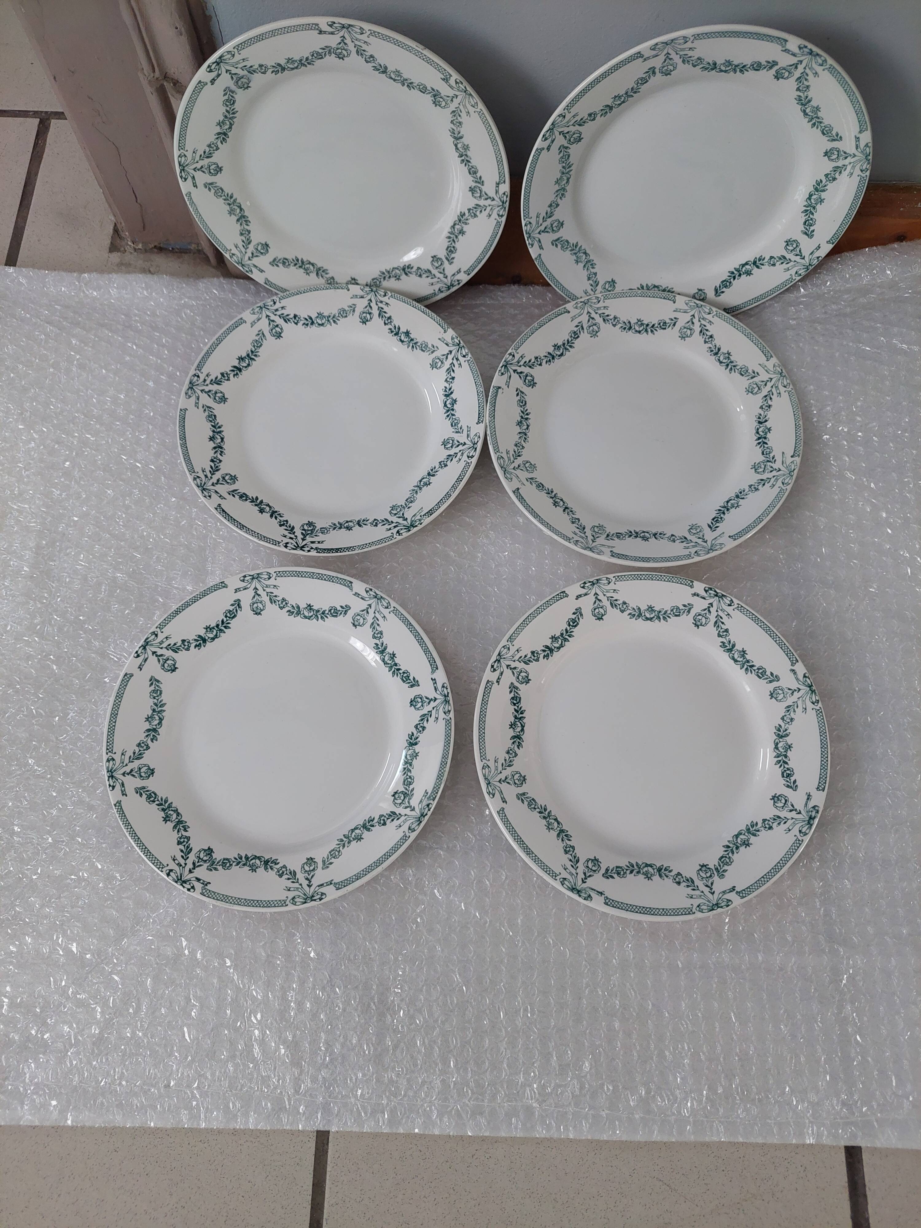 Set of 6 plates porcelain moulin des loups & hamage nord model valdivia used