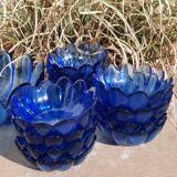 Salad bowl fruit cup vintage blue glass