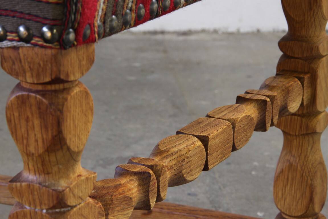 Vintage 1960s Danish farmhouse oak dining chairs in the style of Henning Kjærnulf