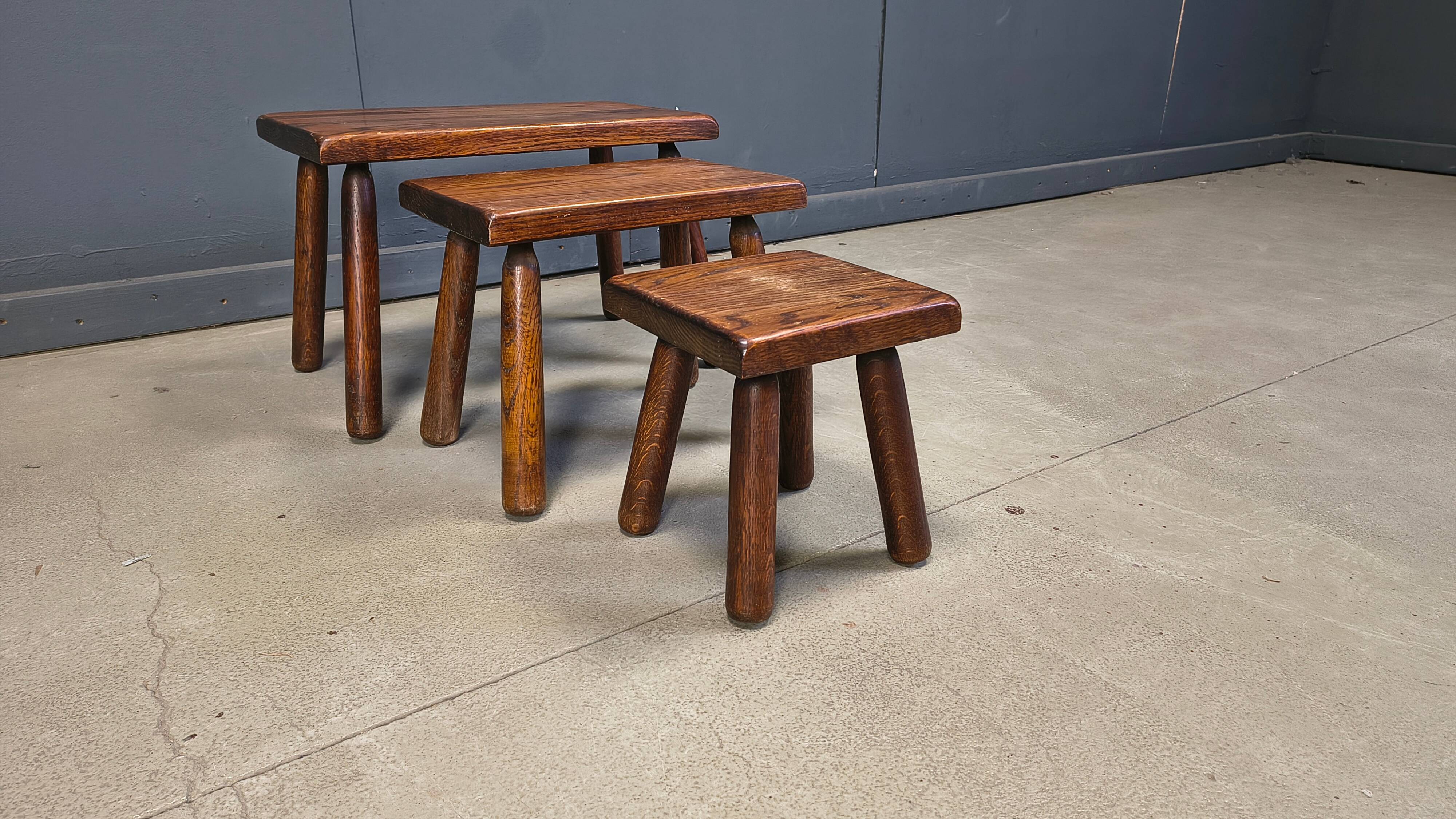 Vintage brutalist nesting tables, 1960s