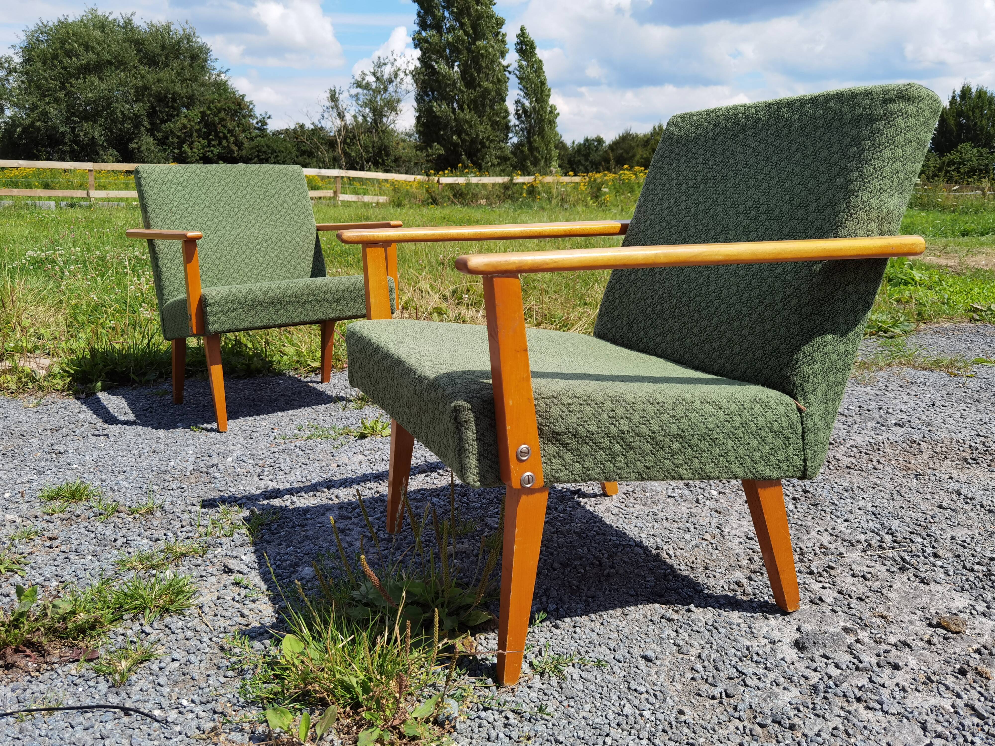 Pair of green Armchairs Tatra 1960