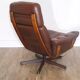Armchair vintage Scandinavian lounge leather with ottoman 1970