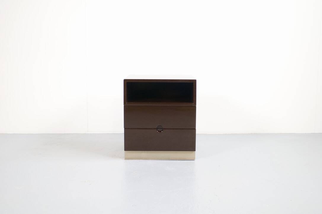 Mb16 brown lacquered chest by luigi caccia dominioni 70's azucena editor
