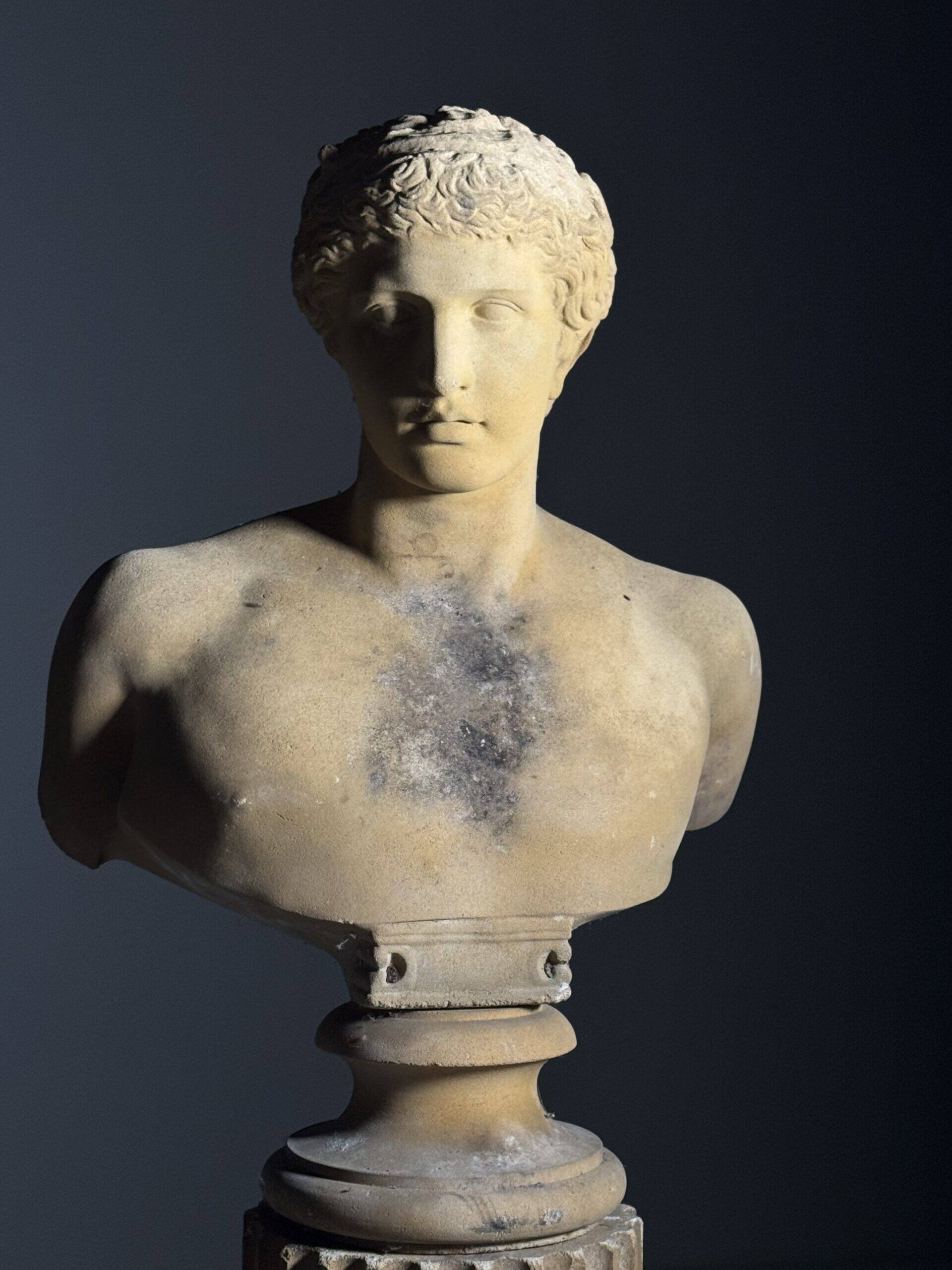 Bust on pedestal 20th century Antinous