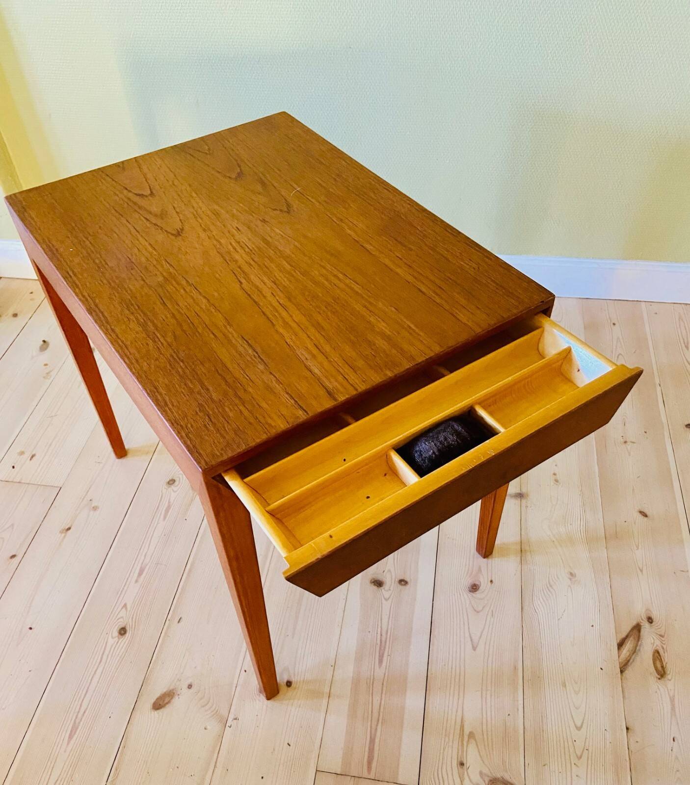Vintage Danish teak sewing table by Severin Hansen for Haslev Furniture 1960