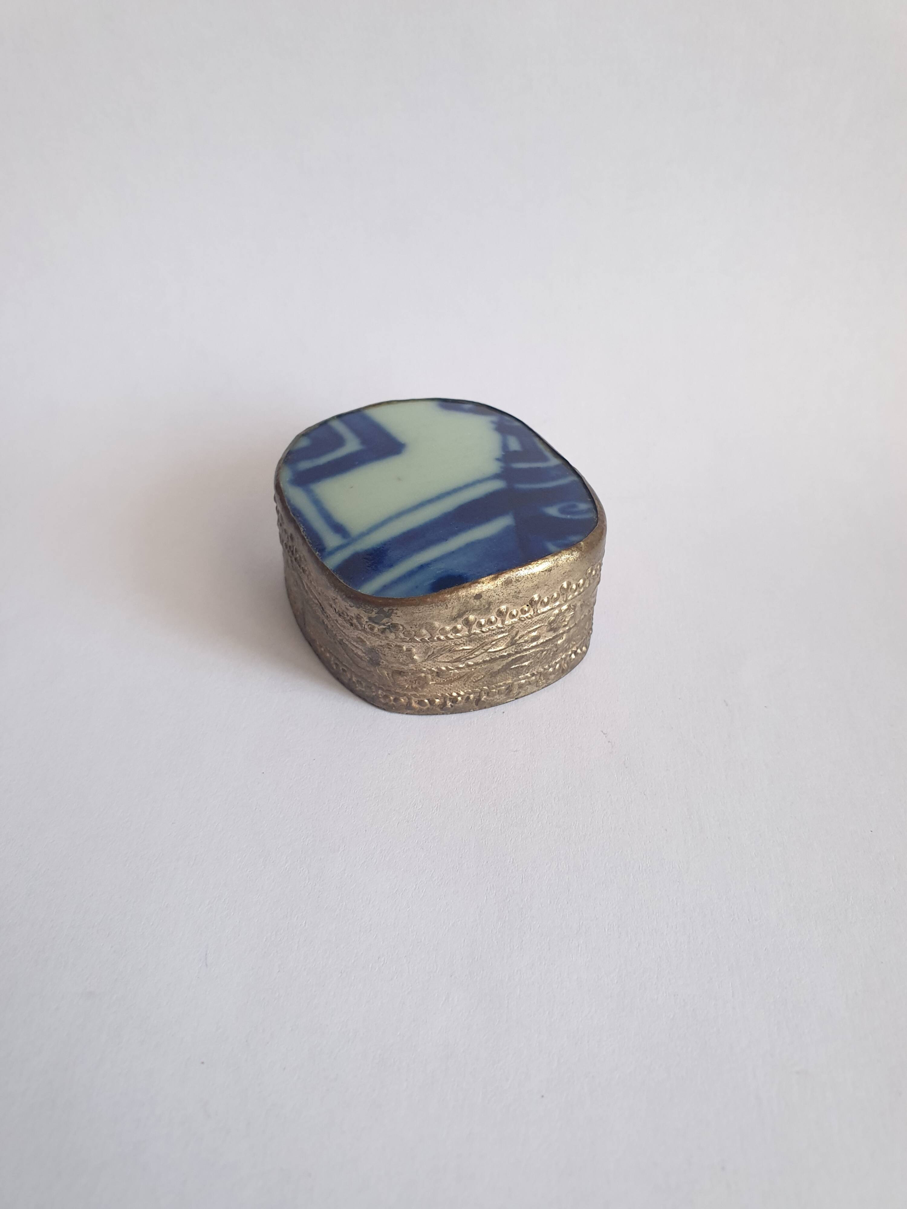 Old metal box and faience twentieth