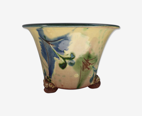 Cache pot en terre cuite émaillée
