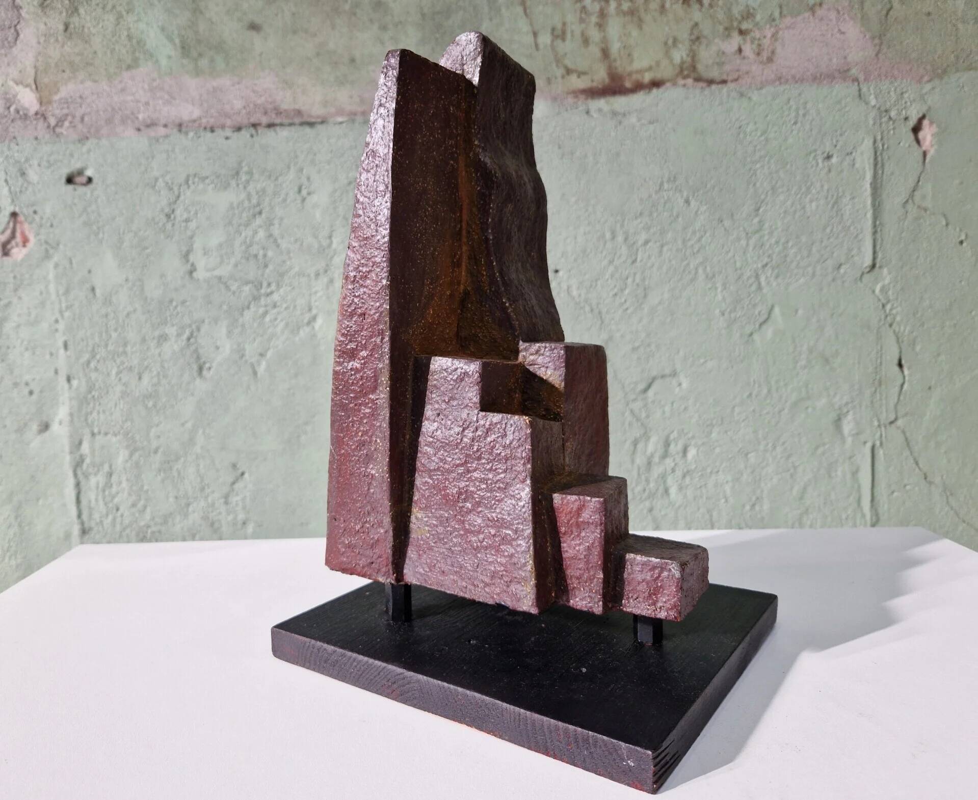 Patinated Cor Dam sculpture in fireclay, 1970s