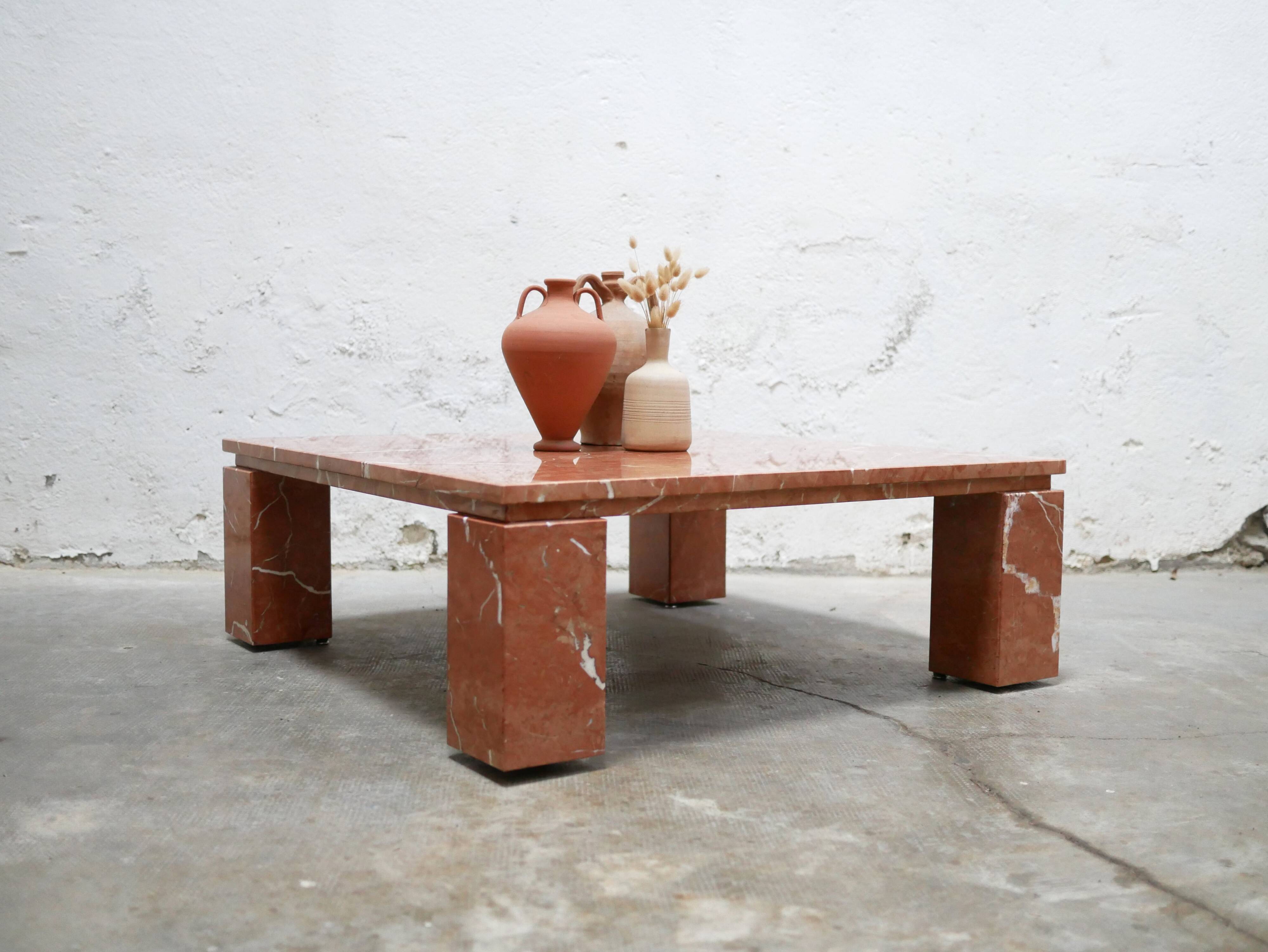 Vintage terracotta marble coffee table