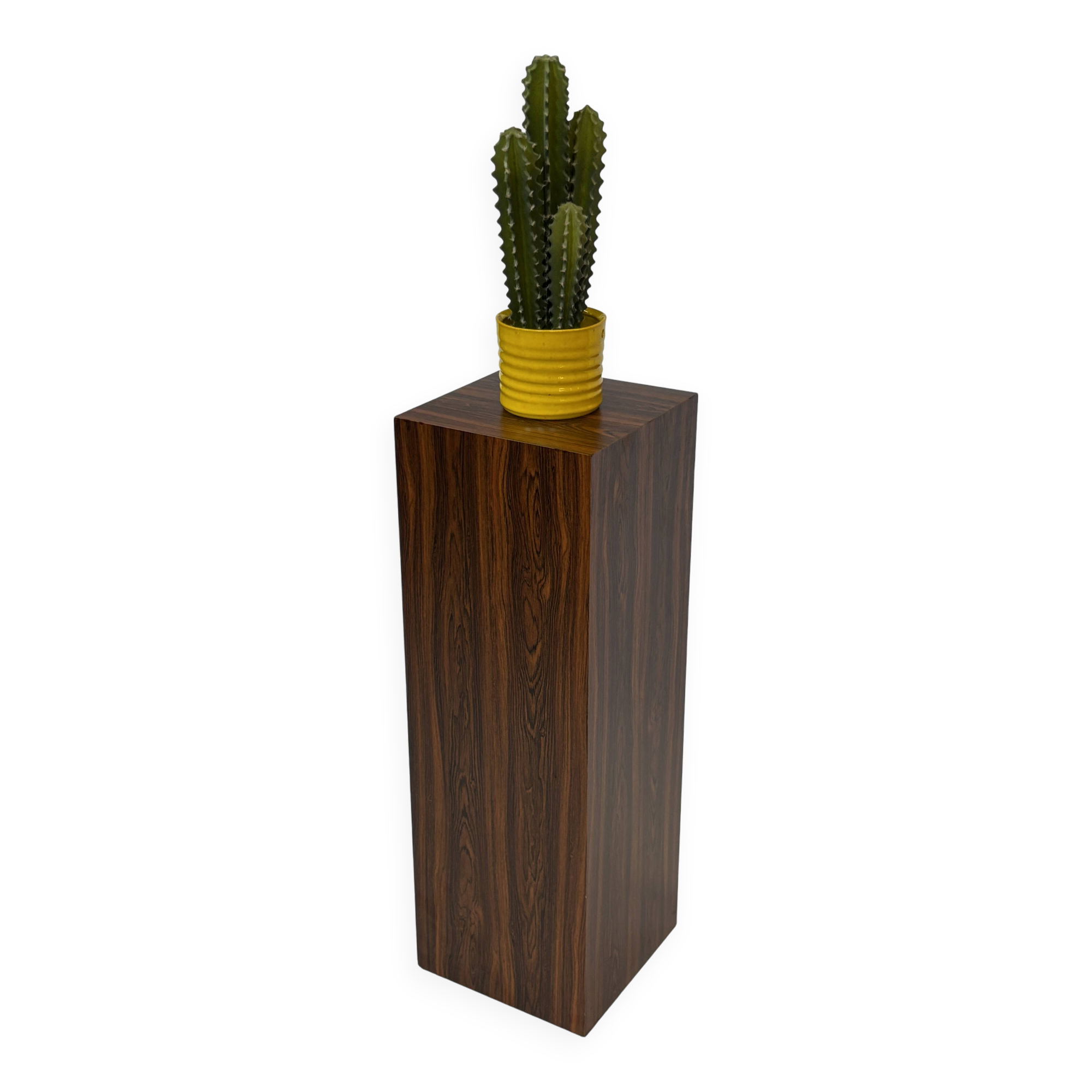 Vintage plant column in rosewood veneer 80s design