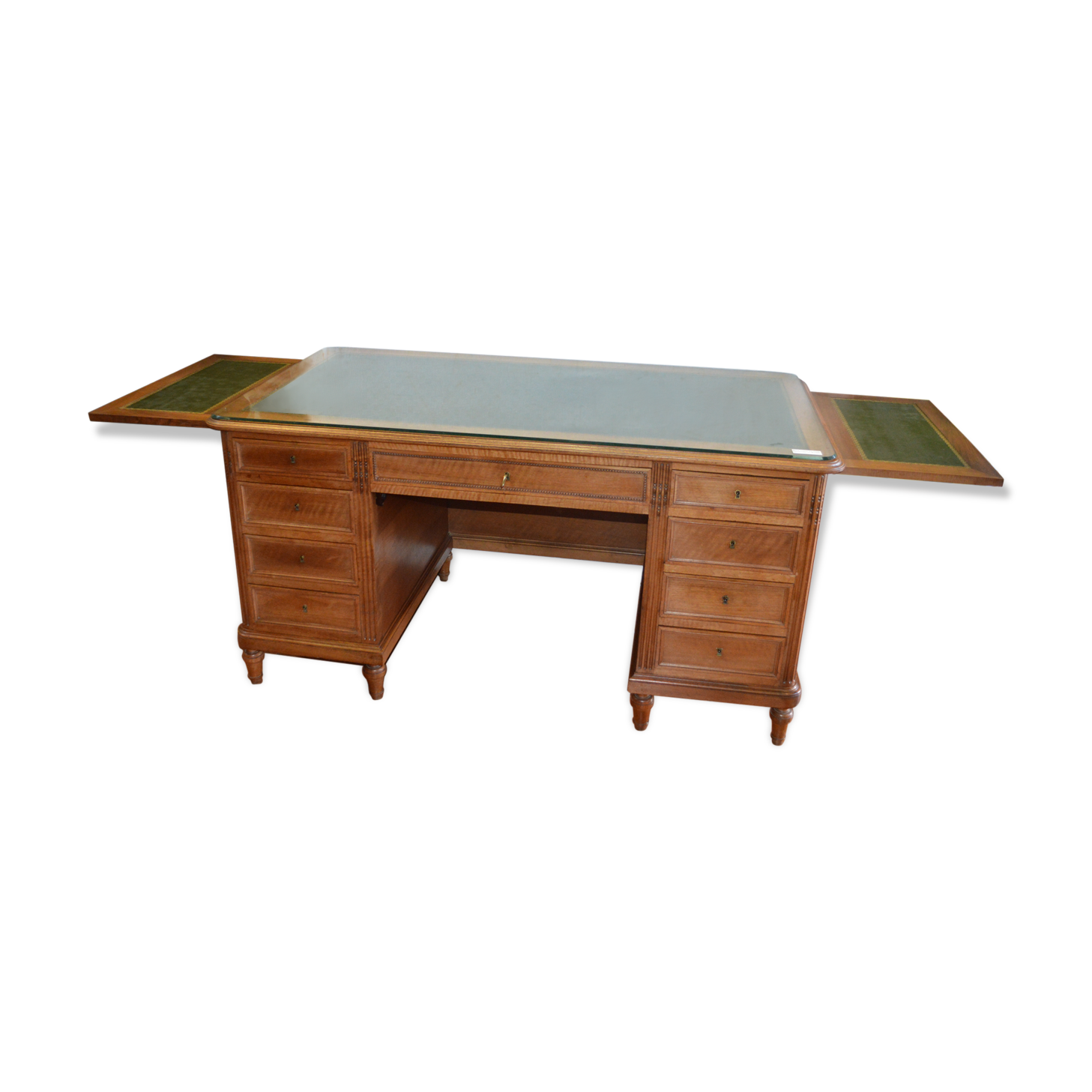 Walnut desk with zippers on the side