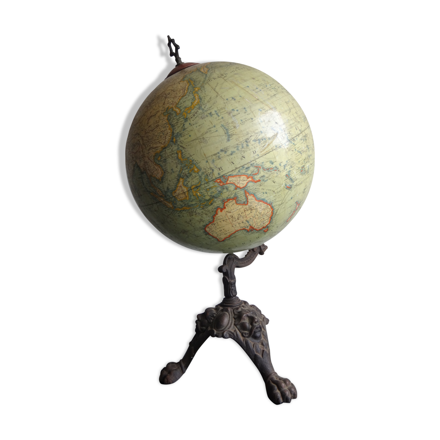 Earth globe l lebegue world map with cast 60cm paris xix
