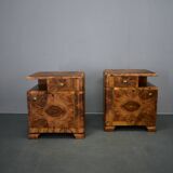 1935s pair of rare art deco bedside tables, Czechoslovakia