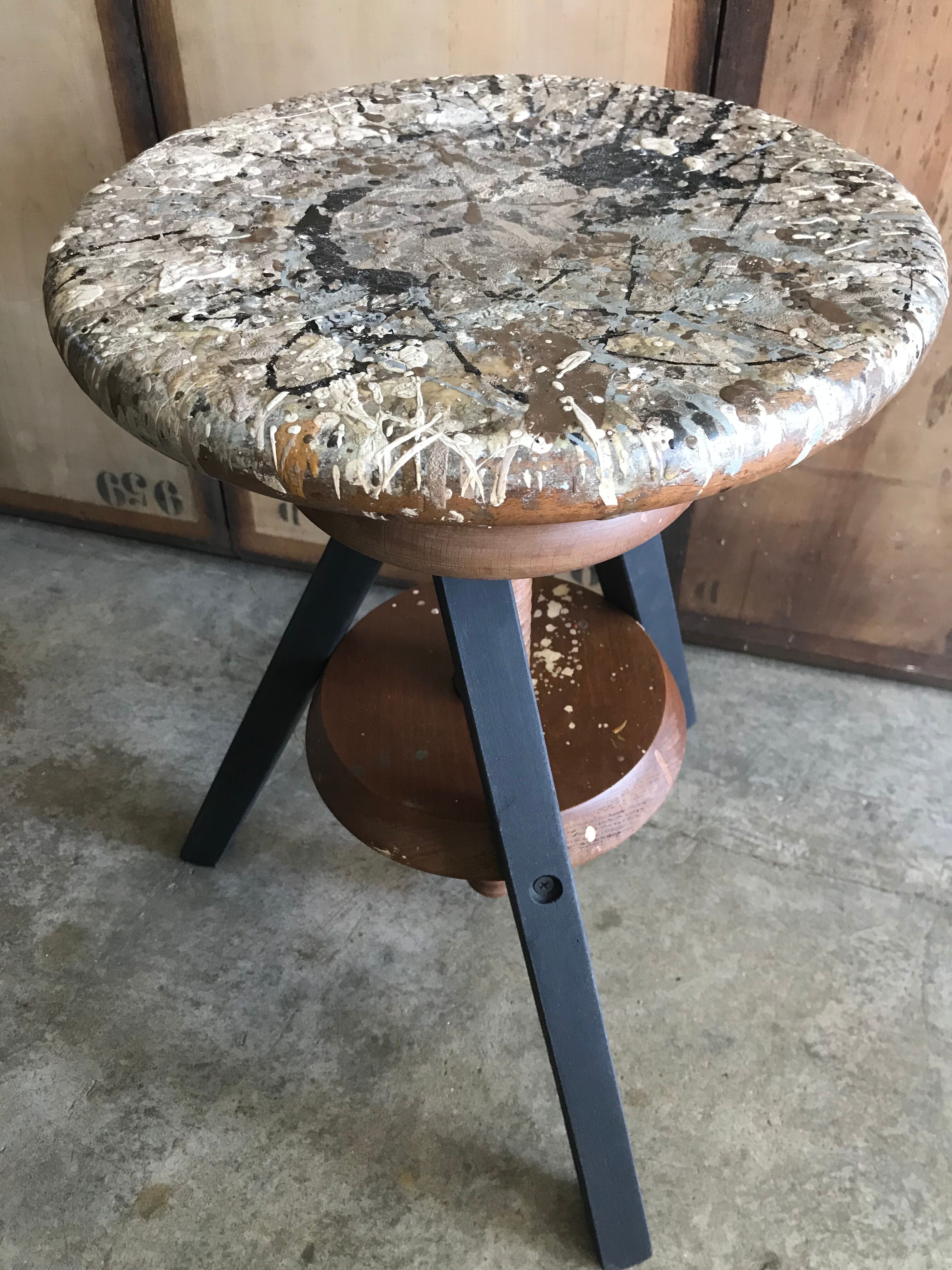 Stool with screws vintage artist painter wood