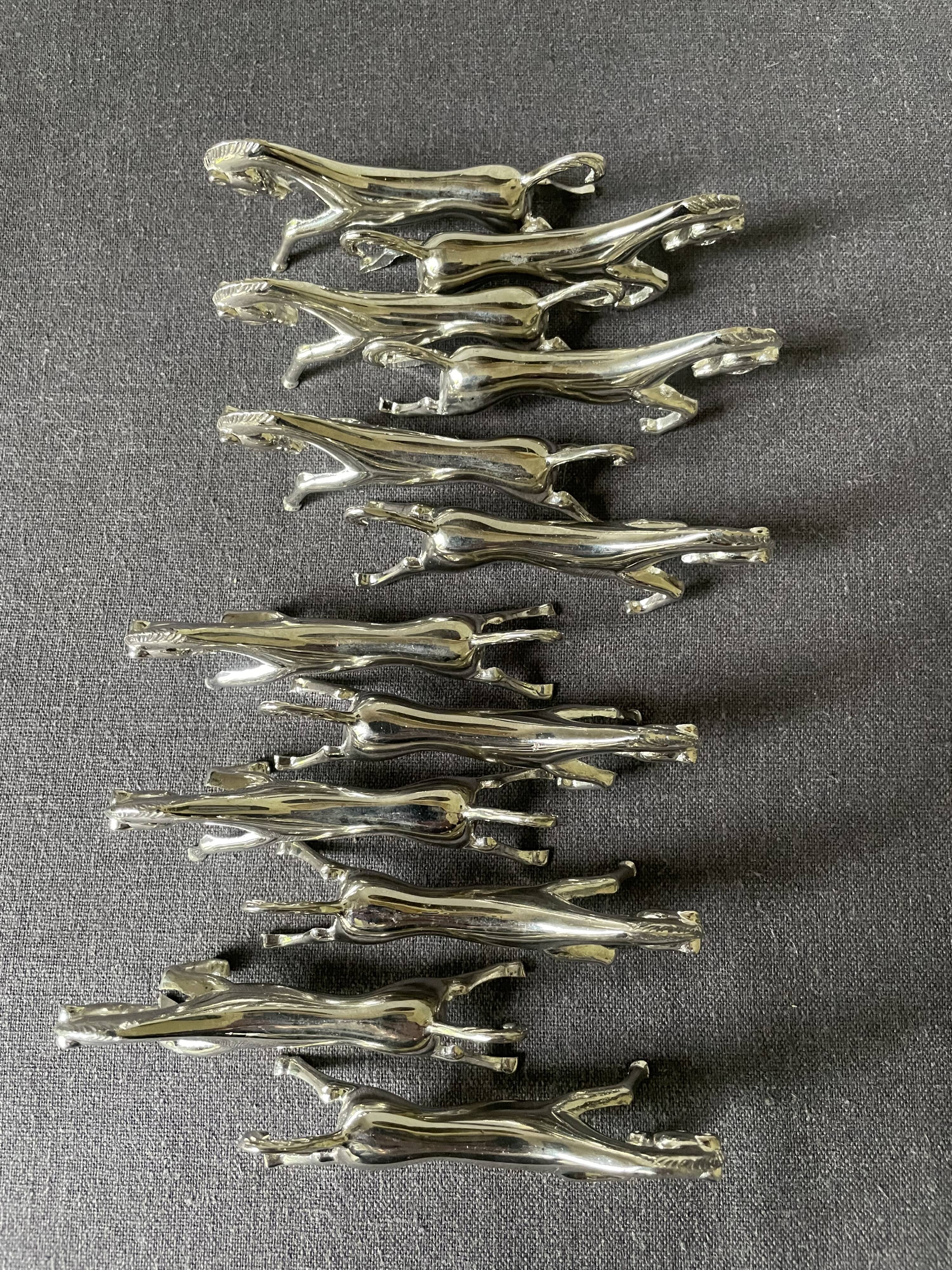 Vintage silver metal horse knife holder