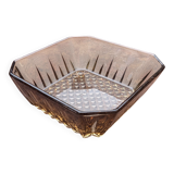 Set of 4 small square bowls - smoked glass - retro design - 70s / 80s