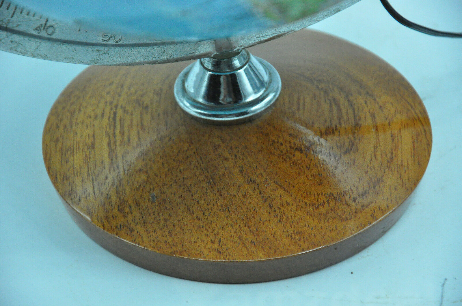 Globe earth world map bright wood wood chromed design vintage design