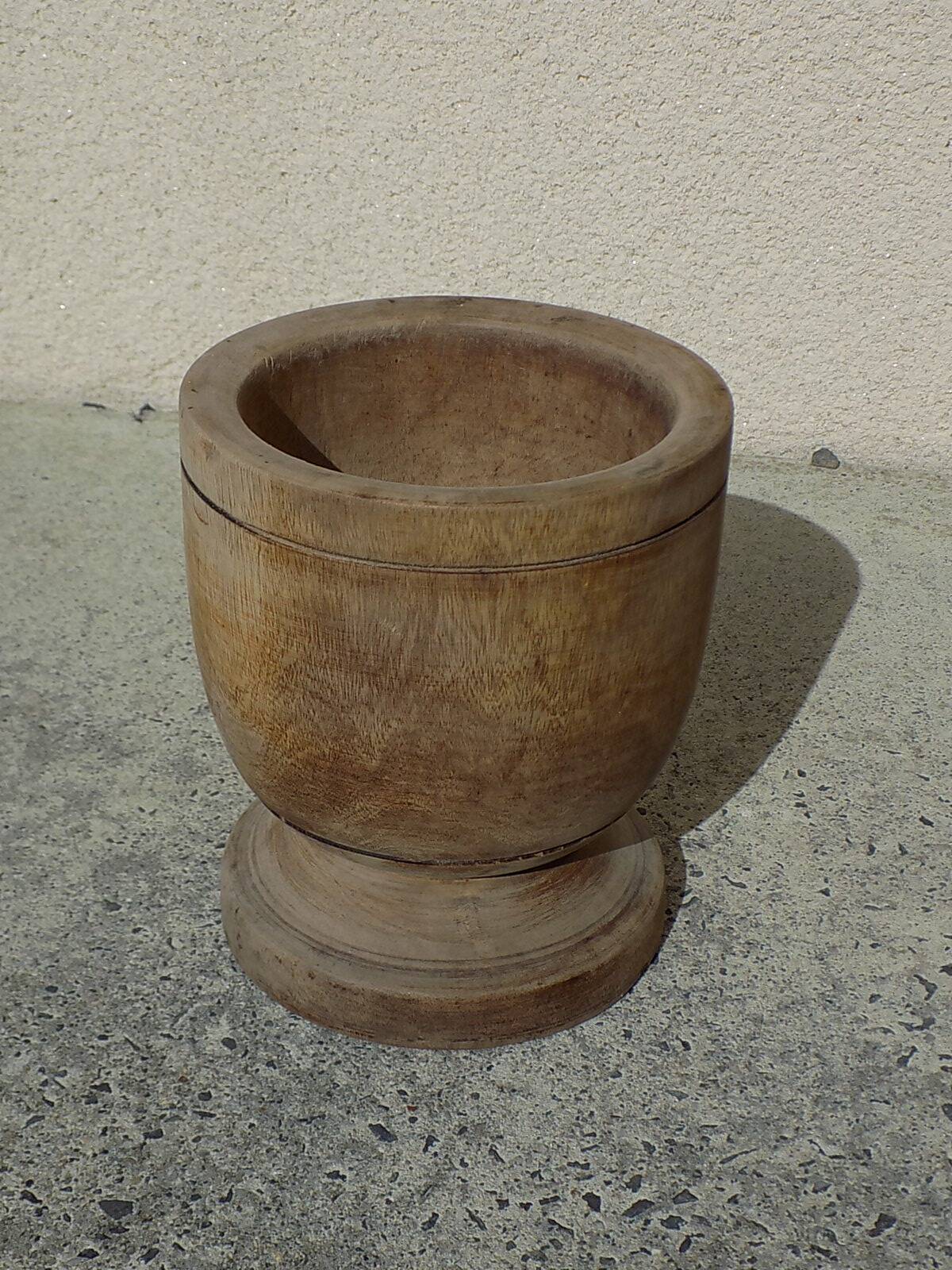 Turned solid wood plant pot