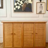 Buffet en bambou et rotin vintage