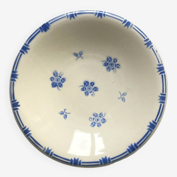 Plat rond coupe grande assiette Digoin faïence ancienne modèle Charly fleurs bleues art table