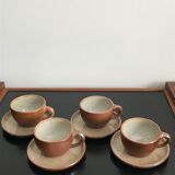 Coffee cups and under cups in gres vintage 1970s - set of 4 cups and under cup