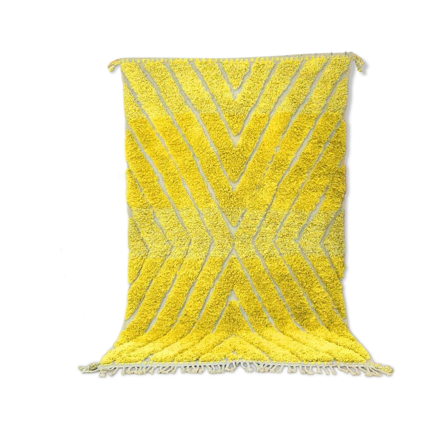 Ecru Moroccan rug with geometric patterns 250cm x 150cm