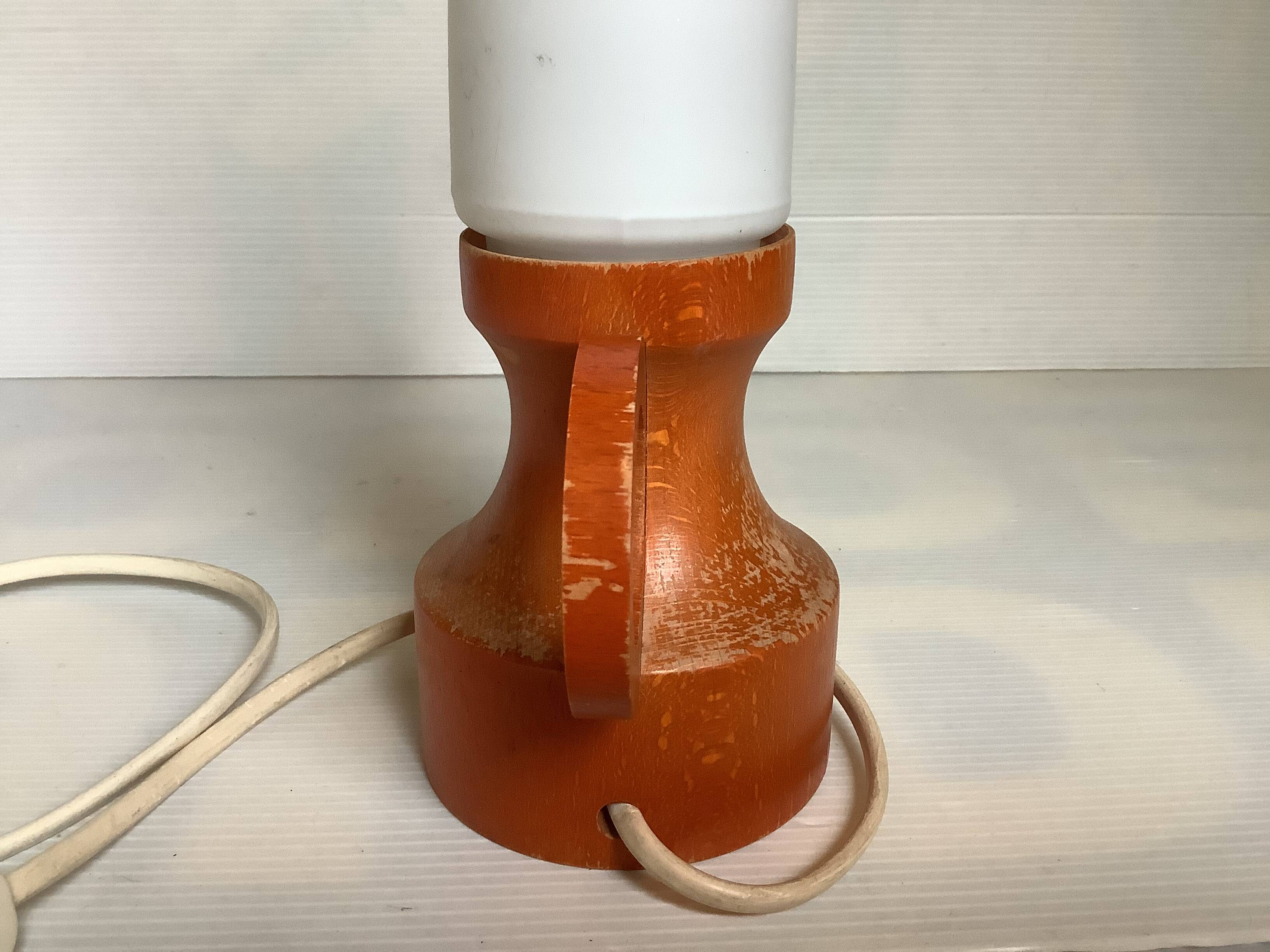 Scandinavian orange wooden lamp