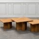 Ensemble de trois tables gigognes en chêne blond, années 80