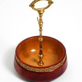 Beautiful 1960s nut bowl by Aldo Tura made of red goatskin and brass