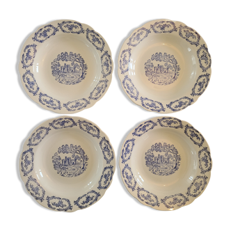 Set of 4 vintage hollow plates from Digoin Sarreguemines model darling