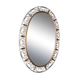 Oval wall mirror sun gilded metal frame vintage 60 70