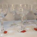 Set of 6 wine glasses and carafe in Lorraine Crystal - Gérard Model