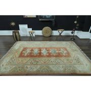 1970s Vintage Turkish Oushak Handmade Wool Cotton Orange Area Rug  198x287