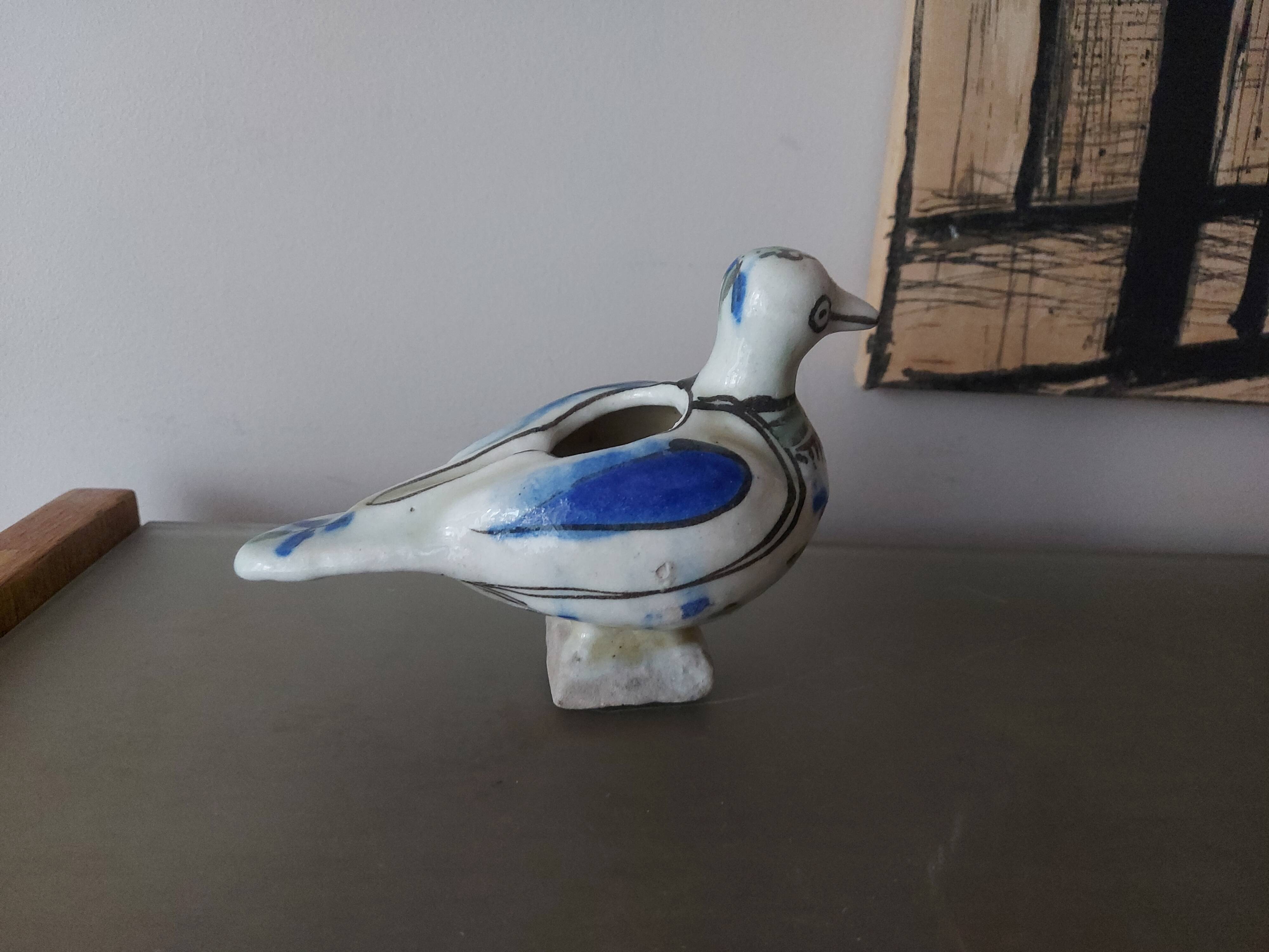 Cendrier oiseau en céramique émaillée