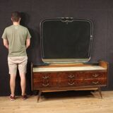Commode en bois sculpté avec miroir années 50