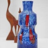 Blue Glass Art Vase attributed to Frantisek Koudelka for Prachen Glass Work