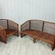 Bench and its bamboo and rattan armchair