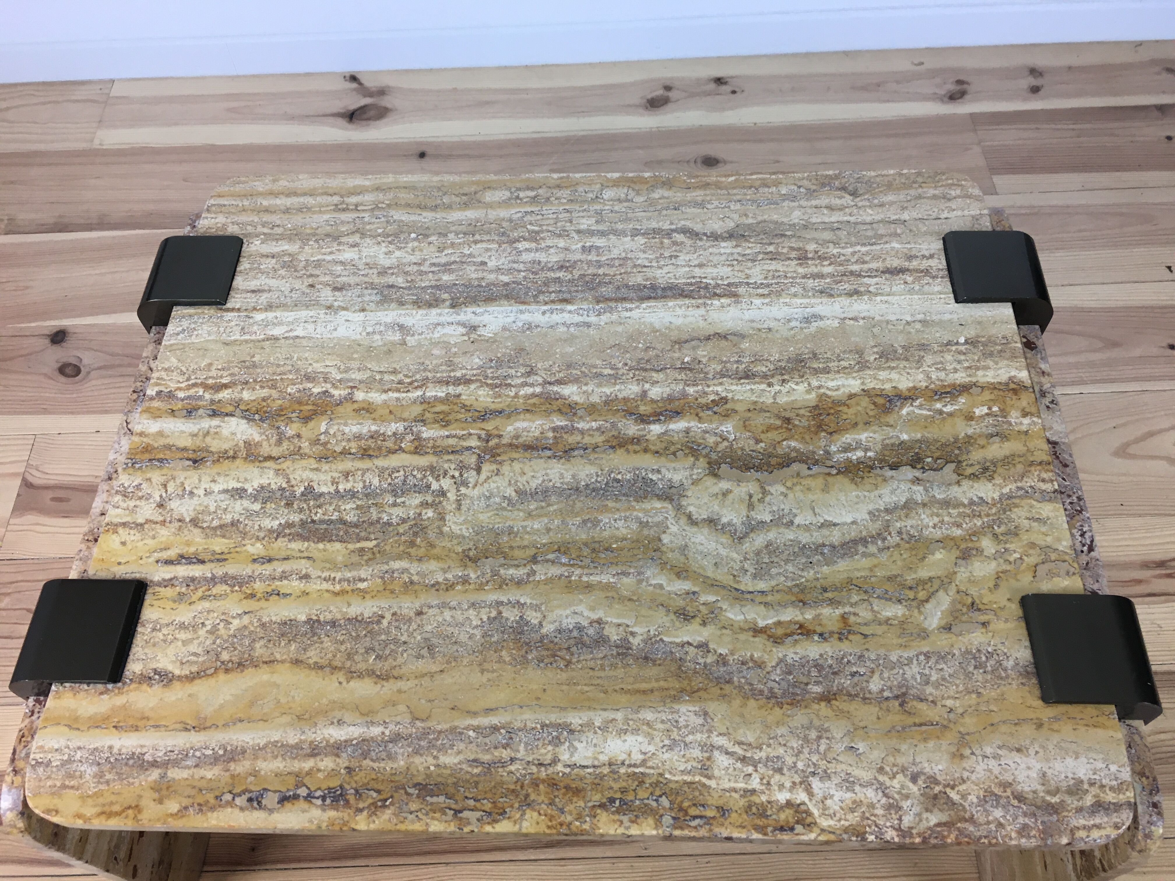 Yellow travertine coffee table, 70/80s