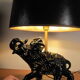 black enamelled ceramic and gold gilding elephant lamp 1950s