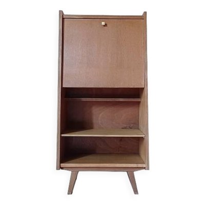 Secrétaire vintage années 1960 design incliné bois clair pieds compas