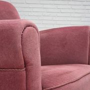 1960s, Danish relax armchair, furniture velour, oak wood.