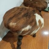 Duo of cowhide stools
