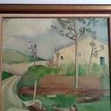 Oil painting on canvas signed lucienne tessier du cros