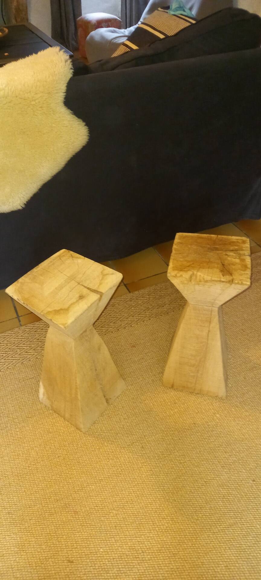 Set of 2 wooden plant stands.