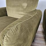 Pair of vintage armchairs from the 70s in green fabric, 1970