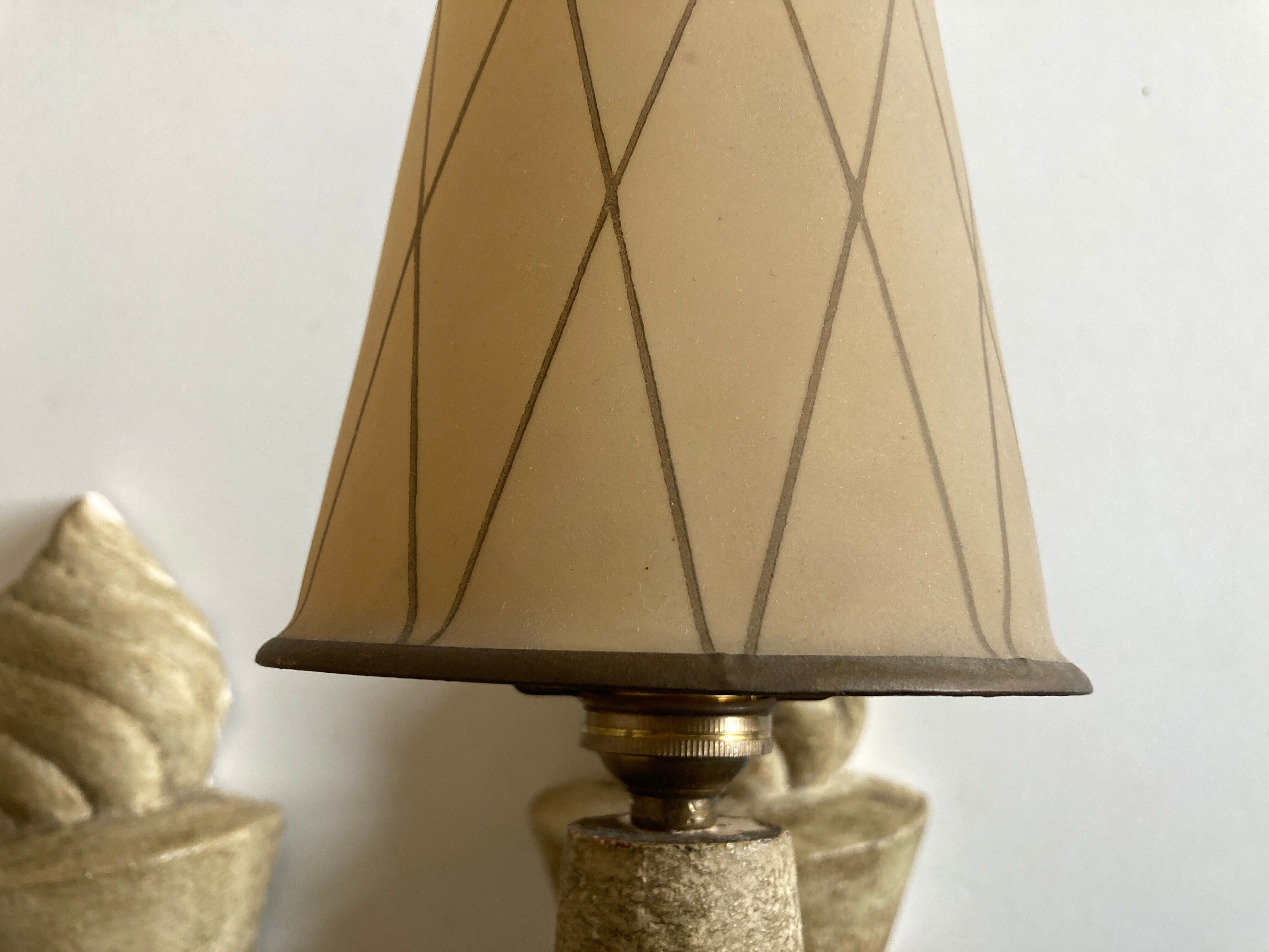 Pair of Arlus torchlight wall light in art deco plaster 1950